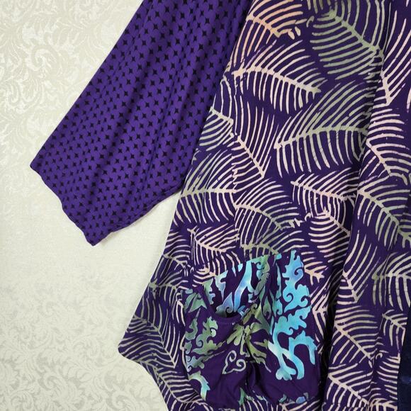 Wild Thing Chico Ca Wild Woman Tunic Top sz S/M Purple Mixed Print Boho - Picture 4 of 14